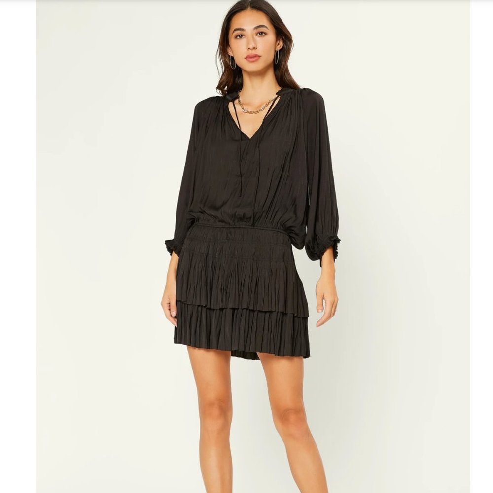 Current Air Aurelie Midi Dress M Black 3/4 Sleeve